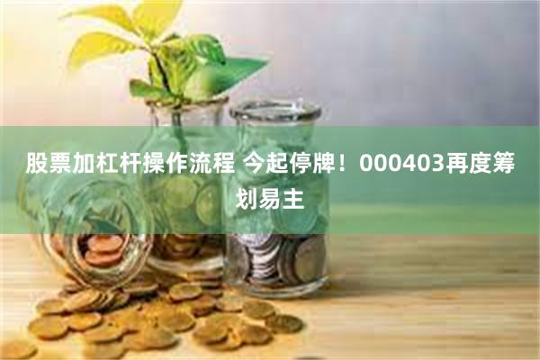 股票加杠杆操作流程 今起停牌！000403再度筹划易主