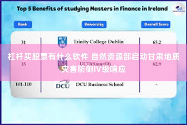 杠杆买股票有什么软件 自然资源部启动甘肃地质灾害防御Ⅳ级响应