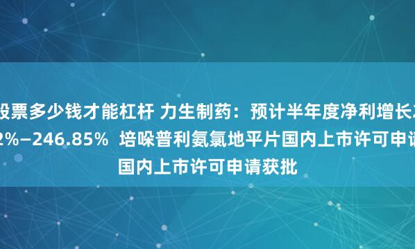 股票多少钱才能杠杆 力生制药：预计半年度净利增长222.42%—246.85%  培哚普利氨氯地平片国内上市许可申请获批