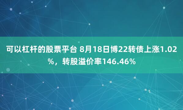 可以杠杆的股票平台 8月18日博22转债上涨1.02%，转股溢价率146.46%
