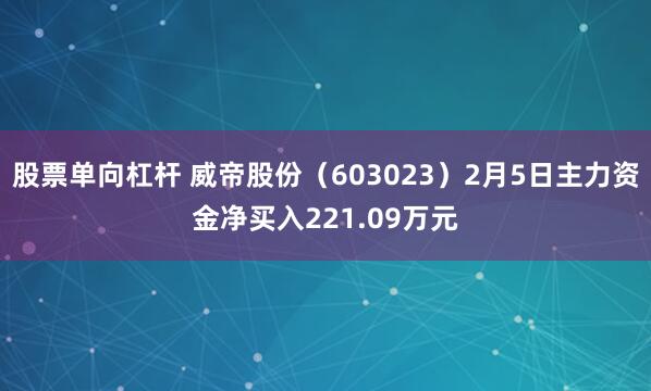 股票单向杠杆 威帝股份（603023）2月5日主力资金净买入221.09万元