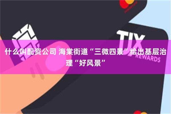 什么叫配资公司 海棠街道“三微四景”绘出基层治理“好风景”