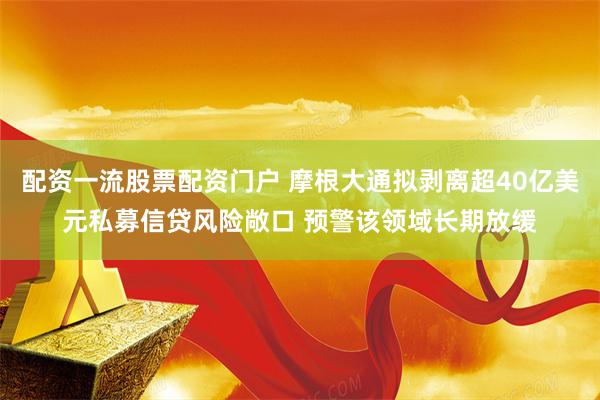 配资一流股票配资门户 摩根大通拟剥离超40亿美元私募信贷风险敞口 预警该领域长期放缓
