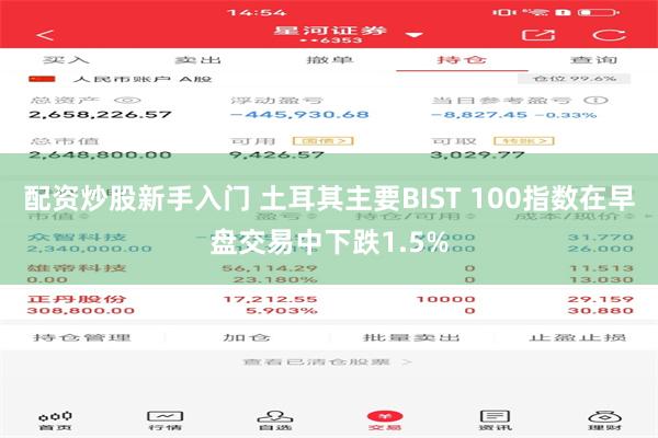 配资炒股新手入门 土耳其主要BIST 100指数在早盘交易中下跌1.5%