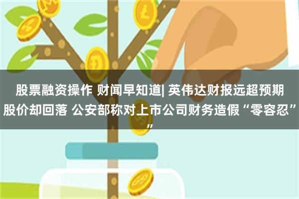 股票融资操作 财闻早知道| 英伟达财报远超预期股价却回落 公安部称对上市公司财务造假“零容忍”