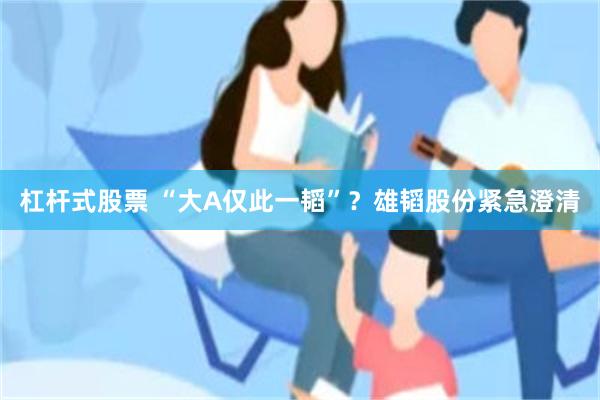 杠杆式股票 “大A仅此一韬”？雄韬股份紧急澄清
