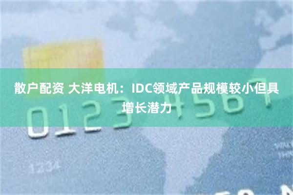散户配资 大洋电机：IDC领域产品规模较小但具增长潜力