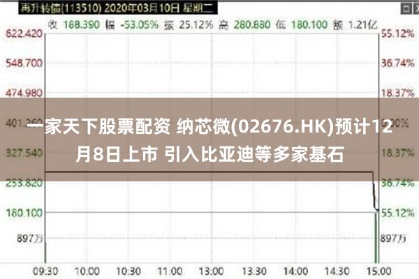 一家天下股票配资 纳芯微(02676.HK)预计12月8日上市 引入比亚迪等多家基石