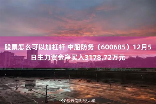 股票怎么可以加杠杆 中船防务（600685）12月5日主力资金净买入3178.72万元