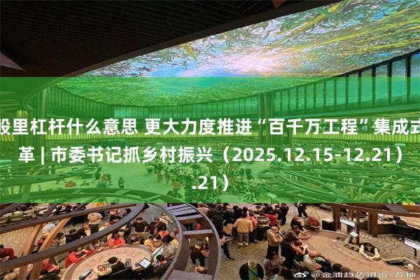 炒股里杠杆什么意思 更大力度推进“百千万工程”集成式改革 | 市委书记抓乡村振兴（2025.12.15-12.21）